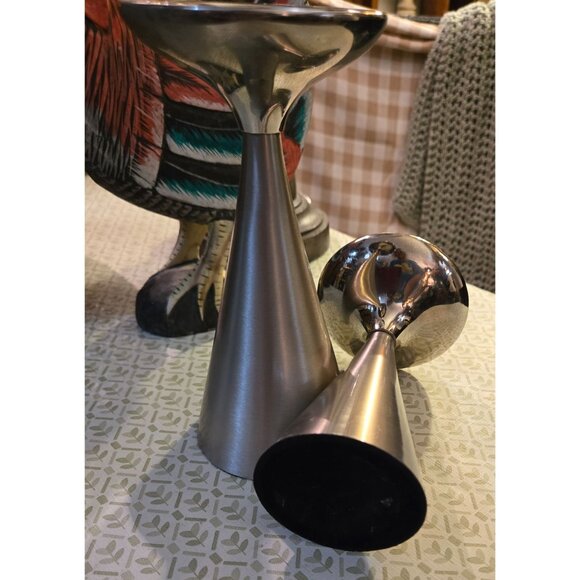 Pair of Vintage weighted chrome candle holders - Picture 3 of 3